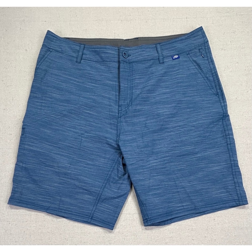 AFTCO Mens 36 Fishing Shorts Quick Dry Blue Hybrid Board Shorts 6 Pocket